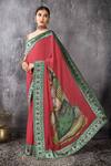 Shop_Anita Kanwal_Red Embroidery Brick Handloom Jute Saree And Unstitched Blouse Piece Set _Online_at_Aza_Fashions