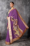 Buy_Anita Kanwal_Purple Designer Handloom Jute Saree And Unstitched Blouse Piece Set _Online_at_Aza_Fashions