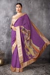 Buy_Anita Kanwal_Purple Designer Handloom Jute Saree And Unstitched Blouse Piece Set _at_Aza_Fashions