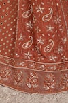 Buy_Anita Kanwal_Rust Georgette Sequins, Embroidery V-neck Orange Lehenga Set 