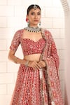 Anita Kanwal_Red Georgette Embroidery, Sequins, Zari Round Designer Strawberry Lehenga Set _Online_at_Aza_Fashions