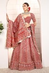 Buy_Anita Kanwal_Red Georgette Embroidery, Sequins, Zari Round Designer Strawberry Lehenga Set _at_Aza_Fashions