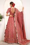 Shop_Anita Kanwal_Red Georgette Embroidery, Sequins, Zari Round Designer Strawberry Lehenga Set _at_Aza_Fashions