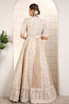 Shop_Anita Kanwal_Silver Georgette, Organza Sequins, Beads, Designer White Lehenga Set _at_Aza_Fashions