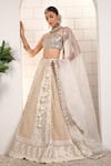 Shop_Anita Kanwal_Silver Georgette, Organza Sequins, Beads, Designer White Lehenga Set _Online_at_Aza_Fashions
