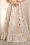Shop_Anita Kanwal_Silver Georgette, Organza Sequins, Beads, Designer White Lehenga Set 
