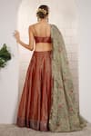 Shop_Anita Kanwal_Red Tissue Sequins, Embroidery V-neck Designer Lehenga Set _at_Aza_Fashions