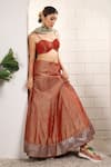 Anita Kanwal_Red Tissue Sequins, Embroidery V-neck Designer Lehenga Set _at_Aza_Fashions