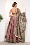 Shop_Anita Kanwal_Purple Tissue Embroidery Round Neck Designer Lehenga Set _at_Aza_Fashions