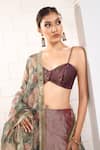 Buy_Anita Kanwal_Purple Tissue Embroidery Round Neck Designer Lehenga Set _Online_at_Aza_Fashions