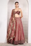 Buy_Anita Kanwal_Orange Tissue Embroidery Sweetheart Neck, Designer Lehenga Set _at_Aza_Fashions