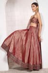 Anita Kanwal_Orange Tissue Embroidery Sweetheart Neck, Designer Lehenga Set _at_Aza_Fashions
