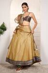 Shop_Anita Kanwal_Gold Tissue Beads, Embroidery V-neck Lehenga Set _Online_at_Aza_Fashions