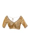 Anita Kanwal_Gold Tissue Beads, Embroidery V-neck Lehenga Set _at_Aza_Fashions