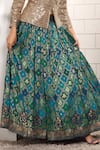 Anita Kanwal_Gold Silk Sequins, Embroidery Blazer And Printed Skirt Set _Online_at_Aza_Fashions
