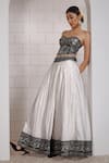 Anita Kanwal_Black Modal, Silk Embroidery Sweetheart Neck And White Skirt Set _Online_at_Aza_Fashions