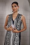 Buy_Anita Kanwal_Black Embroidery V-neck And White Designer Jacket _Online_at_Aza_Fashions