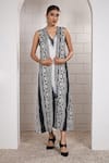 Buy_Anita Kanwal_Black Embroidery V-neck And White Designer Jacket _at_Aza_Fashions