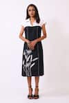 Buy_Baani Khurana_Black Poplin, Cotton, Linen Embroidery Collared And White Designer Dress _at_Aza_Fashions