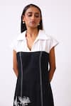 Baani Khurana_Black Poplin, Cotton, Linen Embroidery Collared And White Designer Dress _Online_at_Aza_Fashions