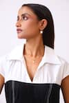 Shop_Baani Khurana_Black Poplin, Cotton, Linen Embroidery Collared And White Designer Dress _Online_at_Aza_Fashions
