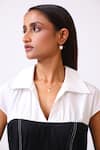 Baani Khurana_Black Poplin, Cotton, Linen Embroidery Collared And White Designer Dress _at_Aza_Fashions