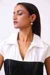Buy_Baani Khurana_Black Poplin, Cotton, Linen Embroidery Collared And White Designer Dress 