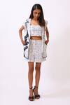 Baani Khurana_Black Cotton, Linen Embroidery Square Neck, Round Designer And White Crop Top Set _Online_at_Aza_Fashions