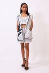 Buy_Baani Khurana_Black Cotton, Linen Embroidery Square Neck, Round Designer And White Crop Top Set _at_Aza_Fashions