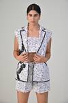 Shop_Baani Khurana_Black Cotton, Linen Embroidery Square Neck, Round Designer And White Crop Top Set _Online_at_Aza_Fashions
