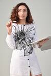 Baani Khurana_Black Cotton, Linen Collared And White Designer Dress _at_Aza_Fashions
