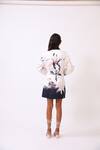 Shop_Baani Khurana_Black Satin V-neck Floral Print Designer Blazer Dress _at_Aza_Fashions