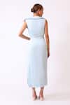 Shop_Baani Khurana_Blue Satin, Linen Embroidery Round Neck Top And Skirt Set _at_Aza_Fashions