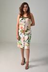 Buy_Baani Khurana_Pink Cotton, Linen Square Neck Multi Floral Dress _Online_at_Aza_Fashions