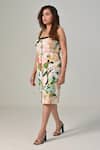 Shop_Baani Khurana_Pink Cotton, Linen Square Neck Multi Floral Dress _Online_at_Aza_Fashions
