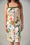 Buy_Baani Khurana_Pink Cotton, Linen Square Neck Multi Floral Dress 