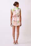 Shop_Baani Khurana_Multi Color Cotton, Linen Embroidery V-neck Print Top And Shorts Set _at_Aza_Fashions