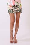 Buy_Baani Khurana_Multi Color Cotton, Linen Embroidery V-neck Print Top And Shorts Set 