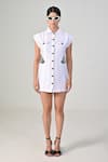 Baani Khurana_White Taffeta, Silk Embroidery Collared Designer Tafta Dress _Online_at_Aza_Fashions