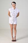Shop_Baani Khurana_White Taffeta, Silk Embroidery Collared Designer Tafta Dress _Online_at_Aza_Fashions