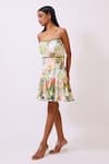 Shop_Baani Khurana_Multi Color Cotton, Linen Scoop Neck Floral Print Dress _Online_at_Aza_Fashions