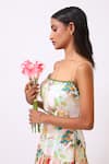 Baani Khurana_Multi Color Cotton, Linen Scoop Neck Floral Print Dress _at_Aza_Fashions