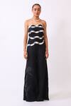 Shop_Baani Khurana_Black Cotton, Linen Embroidery Off-shoulder Designer And White Jumpsuit _at_Aza_Fashions