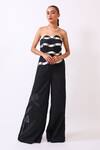 Buy_Baani Khurana_Black Cotton, Linen Embroidery Off-shoulder Designer And White Jumpsuit _at_Aza_Fashions