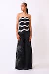 Buy_Baani Khurana_Black Cotton, Linen Embroidery Off-shoulder Designer And White Jumpsuit _Online_at_Aza_Fashions