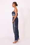 Buy_Baani Khurana_Navy Denim Crew Neck Blue Crop Top And Pant Set _Online_at_Aza_Fashions