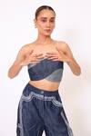 Buy_Baani Khurana_Navy Denim Crew Neck Blue Crop Top And Pant Set 