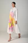 Baani Khurana_Pink Poplin Collared Multi Floral Printed Dress _at_Aza_Fashions