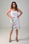 Buy_Baani Khurana_White Taffeta Round Neck Floral Print Designer Dress _at_Aza_Fashions