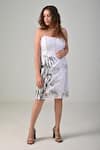 Shop_Baani Khurana_White Taffeta Round Neck Floral Print Designer Dress _Online_at_Aza_Fashions